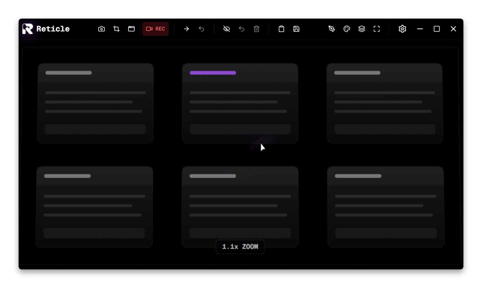 Reticle recording interface
